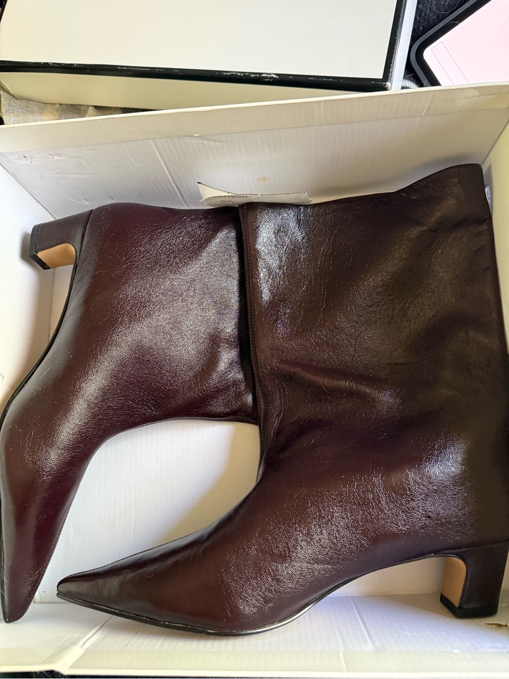 Steve Madden Lytton Pointed Mid-Calf Boot in Burgundy Patent Leather - Picture 4 of 4